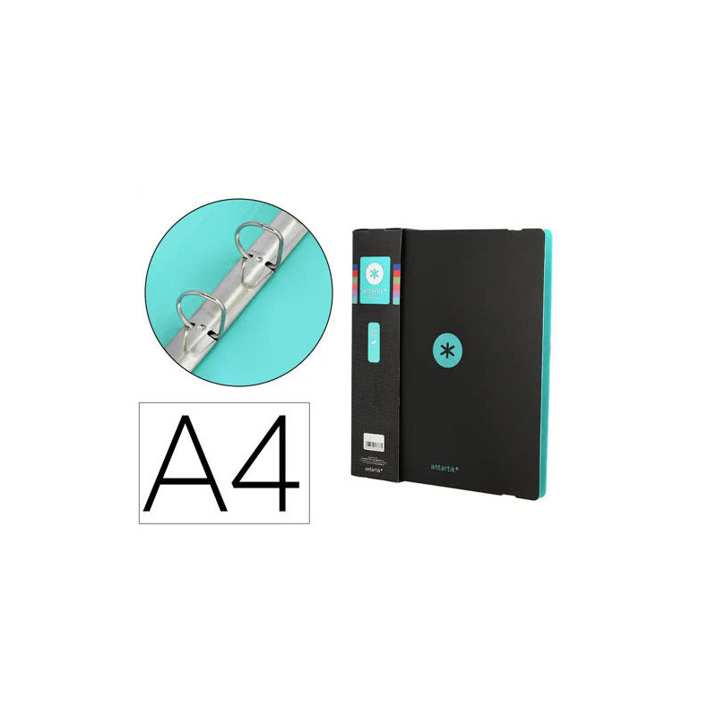 CARPETA 4 ANILLAS DE 35 MM MIXTAS ANTARTIK A4 FOAM BICOLOR NEGRO MENTA