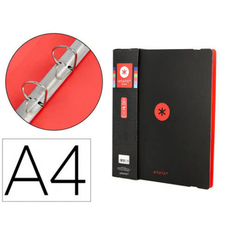 CARPETA 4 ANILLAS DE 35 MM MIXTAS ANTARTIK A4 FOAM BICOLOR NEGRO ROJO