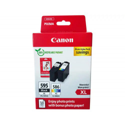 INK-JET CANON MULTIPACK PG595XL NEGRO + CL586XL COLOR + 50 HOJAS PAPEL FOTO 10X15 CM
