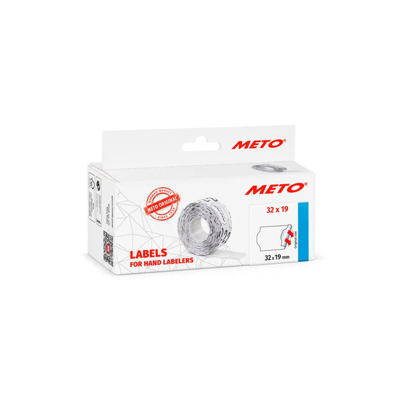 ETIQUETAS METO ONDULADAS 32X19 MM BLANCA LISA ADHESIVO REMOVIBLE ROLLO DE 1000 UNIDADES
