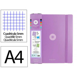 CARPETA CON RECAMBIO ANTARTIK A4 CUADRO 5MM FOAM 4 ANILLAS 35MM MIXTAS COLOR LAVANDA