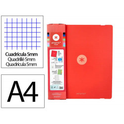 CARPETA CON RECAMBIO ANTARTIK A4 CUADRO 5MM FOAM 4 ANILLAS 35MM MIXTAS COLOR ROJO