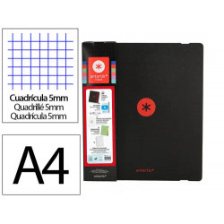 CARPETA CON RECAMBIO ANTARTIK A4 CUADRO 5MM FOAM 4 ANILLAS 35MM MIXTAS BICOLOR NEGRO ROJO