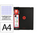CARPETA CON RECAMBIO ANTARTIK A4 CUADRO 5MM FOAM 4 ANILLAS 35MM MIXTAS BICOLOR NEGRO ROJO