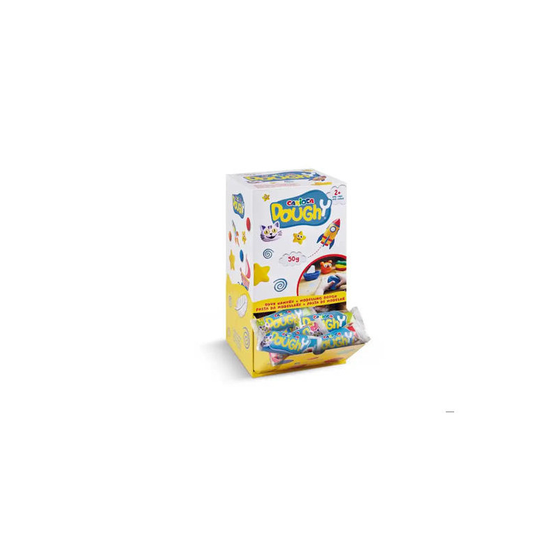PASTA PARA MODELAR CARIOCA DOUGHY 50 GR EXPOSITOR SOBREMESA 48 UNIDADES COLORES SURTIDOS