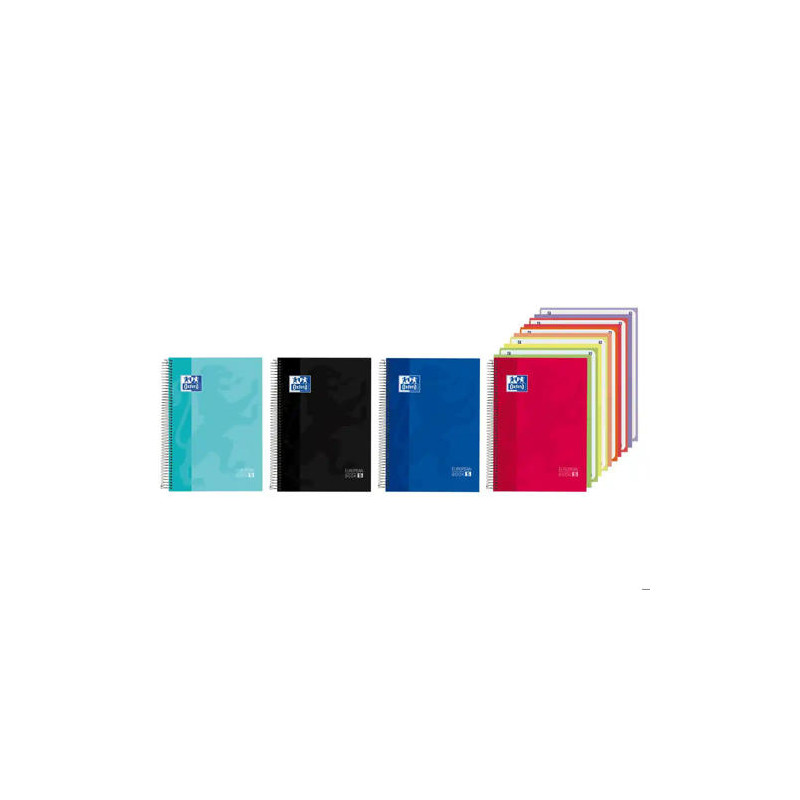CUADERNO ESPIRAL OXFORD EUROPEANBOOK 5 TAPA EXTRADURA DIN A4 150 HOJAS CUADRO 5 MM CON 5 BOLSAS SEPA