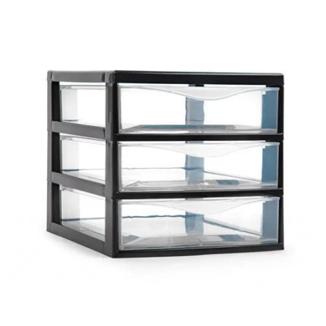 CAJONERA PLASTIFORTE TAJO 3 CAJONES COLOR NEGRO 180X230X170 MM