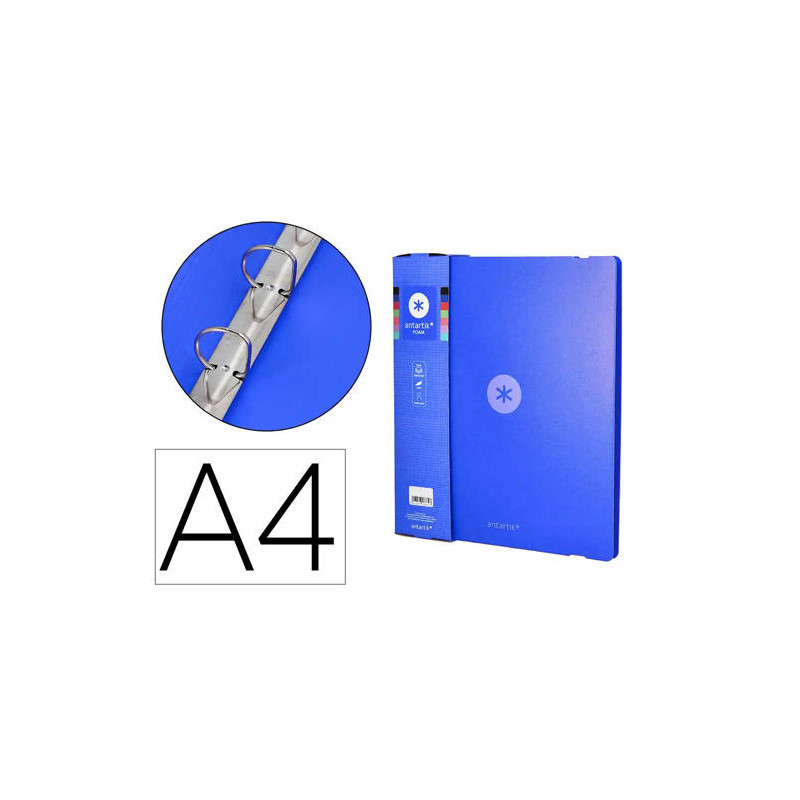 CARPETA 4 ANILLAS DE 35 MM MIXTAS ANTARTIK A4 FOAM COLOR AZUL
