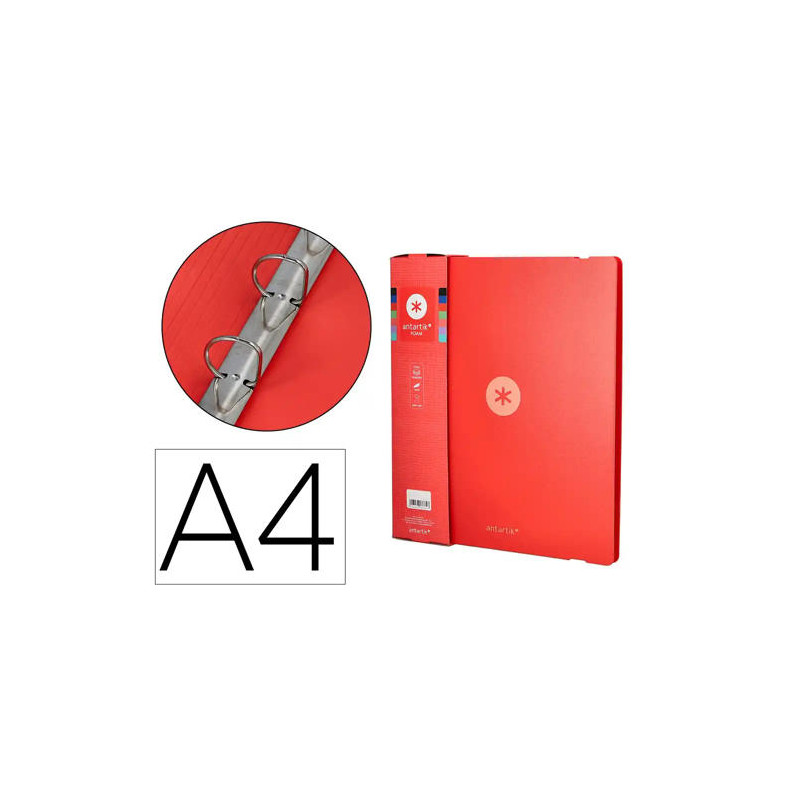 CARPETA 4 ANILLAS DE 35 MM MIXTAS ANTARTIK A4 FOAM COLOR ROJO