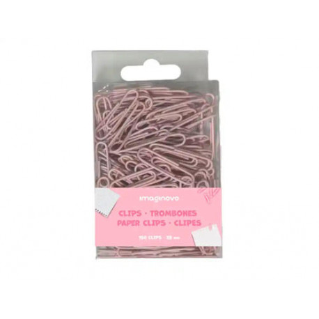 CLIPS IMAGINOVO PASTEL 28 MM CAJA DE 150 UNIDADES ROSA