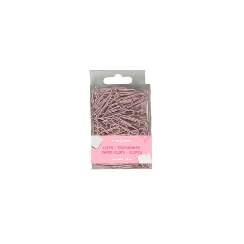 CLIPS IMAGINOVO PASTEL 28 MM CAJA DE 150 UNIDADES ROSA