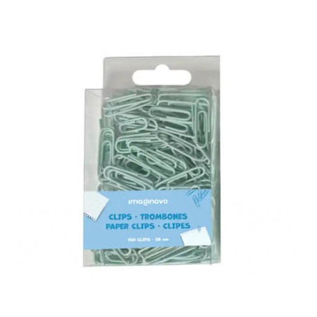CLIPS IMAGINOVO PASTEL 28 MM CAJA DE 150 UNIDADES AZUL