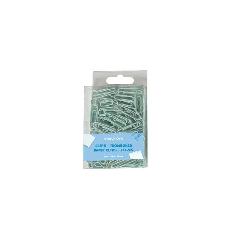 CLIPS IMAGINOVO PASTEL 28 MM CAJA DE 150 UNIDADES AZUL