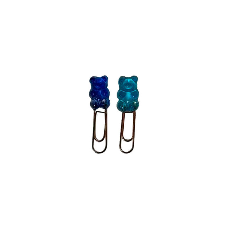 CLIPS IMAGINOVO 32 MM OSITO GOMINOLA EN BLISTER DE 3 UNIDADES AZUL TRANSPARENTE Y VERDE
