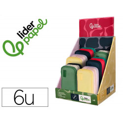 ESTUCHE PORTATODO LIDERPAPEL FUNKY 3 CREMALLERAS CON APERTURAS LATERALES 220X100X65 MM