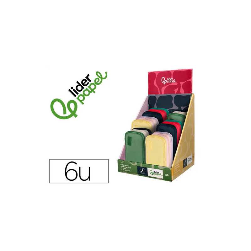 ESTUCHE PORTATODO LIDERPAPEL FUNKY 3 CREMALLERAS CON APERTURAS LATERALES 220X100X65 MM
