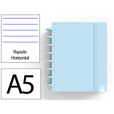 CUADERNO INGENIOX FOAM A5 80H RAYADO HORIZONTAL AZUL PASTEL