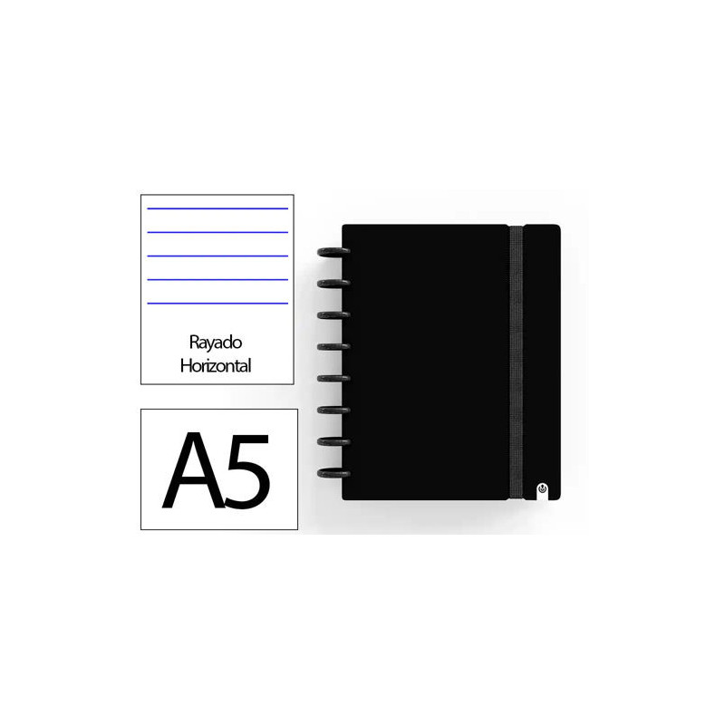 CUADERNO INGENIOX FOAM A5 80H RAYADO HORIZONTAL NEGRO