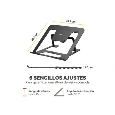 SOPORTE PARA PORTATIL FELLOWES ALUMIA PLEGABLE NEGRO 315X230X20 MM