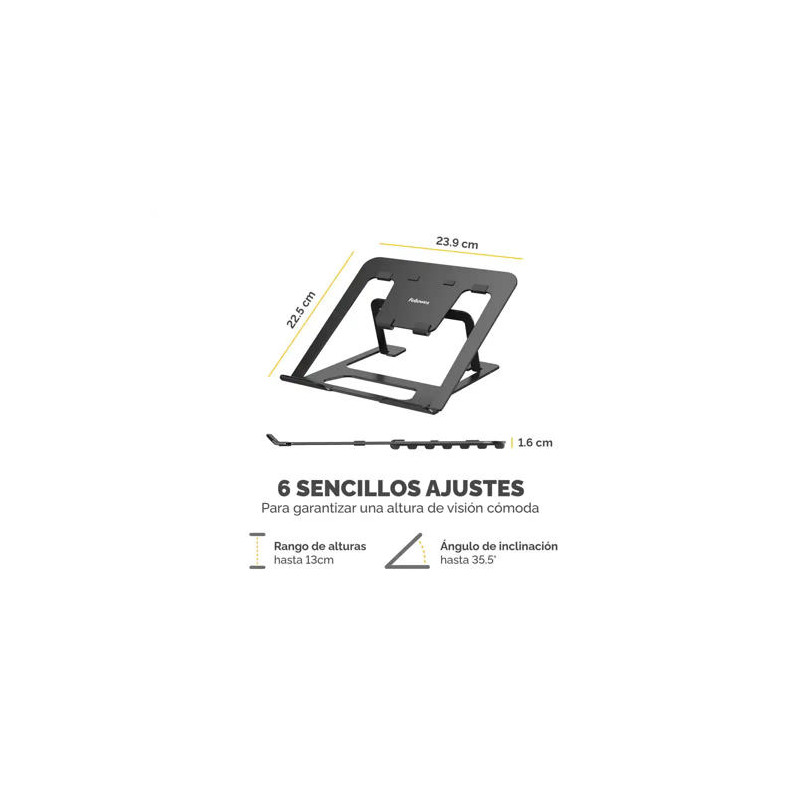 SOPORTE PARA PORTATIL FELLOWES ALUMIA PLEGABLE NEGRO 315X230X20 MM