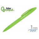 BOLIGRAFO LIDERPAPEL PUNTA 1 MM RETRACTIL CON CLIP ACABADO SOFT TOUCH TINTA AZUL CUERPO VERDE