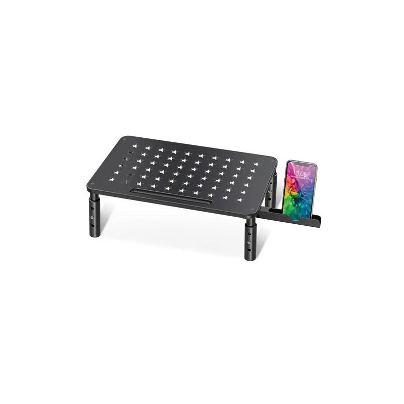 SOPORTE Q-CONNECT PARA MONITOR METALICO REGULABLE EN ALTURA CON SOPORTE PARA MOVIL 371X235X145 MM