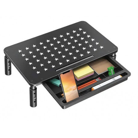 SOPORTE Q-CONNECT PARA MONITOR METALICO REGULABLE EN ALTURA CON BANDEJA 370X235X145 MM
