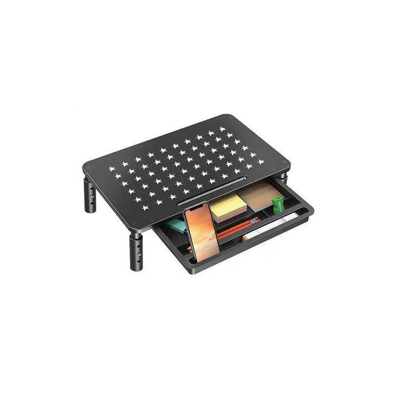 SOPORTE Q-CONNECT PARA MONITOR METALICO REGULABLE EN ALTURA CON BANDEJA 370X235X145 MM