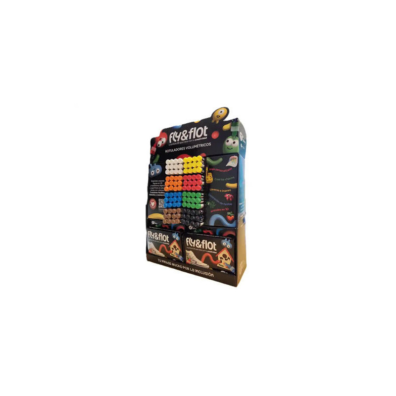 ROTULADOR TCOLORS FLY&FLOT EFECTO 3D VOLUMETRICO 25 ML EXPOSITOR DE SOBREMESA 96 UNIDADES COLORES SU