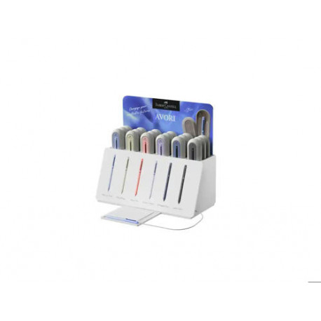 BOLIGRAFO FABER CASTELL AVORI EXPOSITOR DE SOBREMESA DE 18 UNIDADES COLORES SURTIDOS