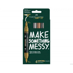 ROTULADOR FABER CASTELL ACRILI ACRILICO DOBLE PUNTA CAJA DE 4 UNIDADES COLORES METALICOS SURTIDOS