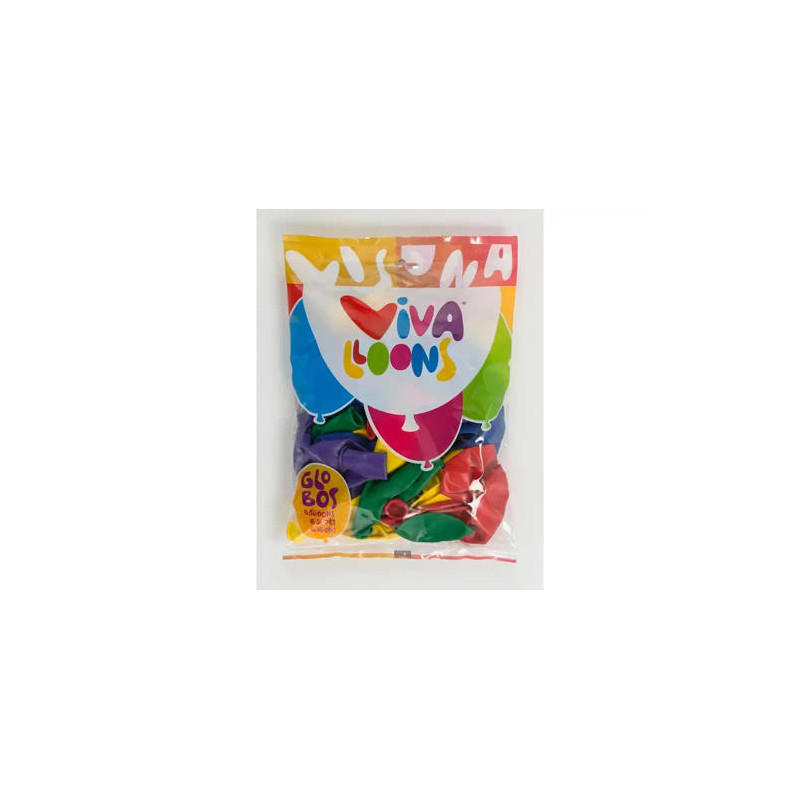GLOBO 100% LATEX BIODEGRADABLE VIVALLOONS BOLSA DE 50 UNIDADES COLORES SURTIDOS