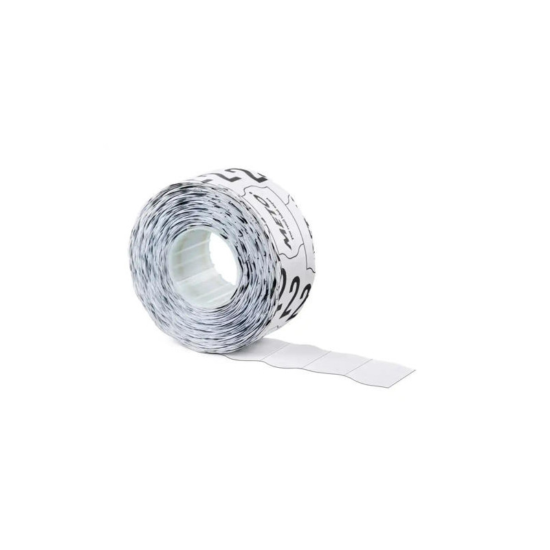 ETIQUETA METO BLANCA 32X19 MM TROQUELADA ADHESIVO PERMANENTE CAJA DE 5 ROLLOS DE 1000 UNIDADES