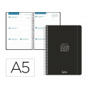 AGENDA ESCOLAR LIDERPAPEL 26-27 ESPIRAL BASIC SEMANA VISTA A5 BILINGUE 70G PAPEL FSC NEGRO