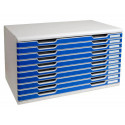 MODULO CAJONES SOBREMESA EXACOMPTA CLASSIC 10 CAJONES POLIESTIRENO DIN A3 GRIS CLARO/AZUL 576X320X35
