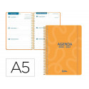 AGENDA ESCOLAR LIDERPAPEL 26-27 ESPIRAL CLASSIC SEMANA VISTA A5 BILINGUE 70G PAPEL FSC NARANJA
