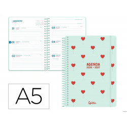 AGENDA ESCOLAR LIDERPAPEL 26-27 ESPIRAL PETITE SEMANA VISTA A5 BILINGUE 80G PAPEL FSC VERDE