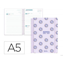 AGENDA ESCOLAR LIDERPAPEL 26-27 ESPIRAL PETITE DIA PAGINA A5 BILINGUE 80G PAPEL FSC VERDE