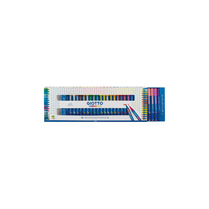 ROTULADOR GIOTTO TURBO PRO DOBLE PUNTA CAJA DE 30 UNIDADES COLORES SURTIDOS