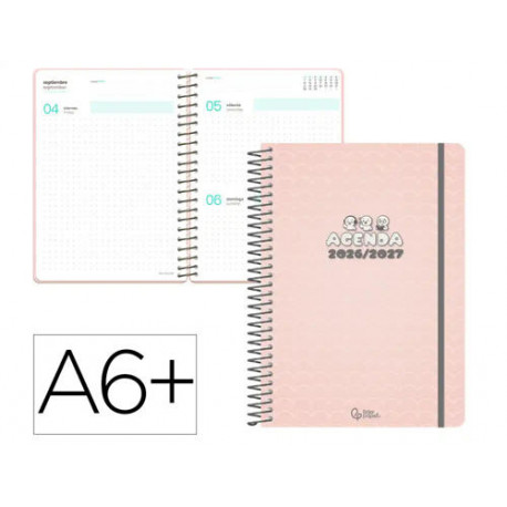 AGENDA ESCOLAR LIDERPAPEL 26-27 ESPIRAL PATTERN DIA PAGINA A6 BILINGUE 80G PAPEL FSC WAVES