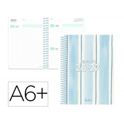 AGENDA ESCOLAR LIDERPAPEL 26-27 ESPIRAL PATTERN DIA PAGINA A6 BILINGUE 80G PAPEL FSC LINEAS