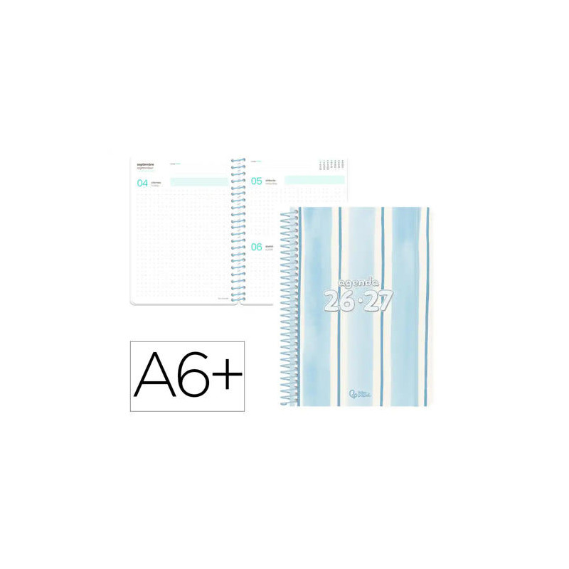 AGENDA ESCOLAR LIDERPAPEL 26-27 ESPIRAL PATTERN DIA PAGINA A6 BILINGUE 80G PAPEL FSC LINEAS