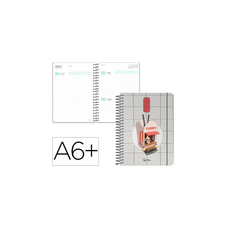 AGENDA ESCOLAR LIDERPAPEL 26-27 ESPIRAL ORIENTAL DIA PAGINA A6+ BILINGUE 80G PAPEL FSC FIDEOS