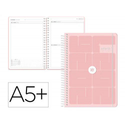 AGENDA ESCOLAR ANTARTIK 26-27 ESPIRAL ESSENTIALS DIA PAGINA A5+ BILINGUE 80G PAPEL FSC ROSA