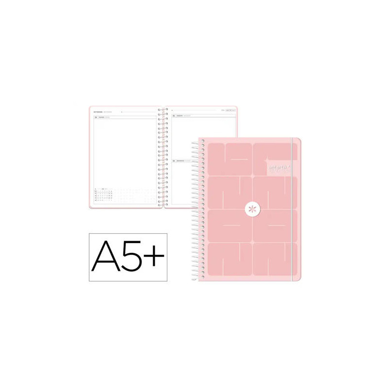 AGENDA ESCOLAR ANTARTIK 26-27 ESPIRAL ESSENTIALS DIA PAGINA A5+ BILINGUE 80G PAPEL FSC ROSA