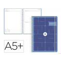 AGENDA ESCOLAR ANTARTIK 26-27 ESPIRAL ESSENTIALS DIA PAGINA A5+ BILINGUE 80G PAPEL FSC AZUL OSCURO