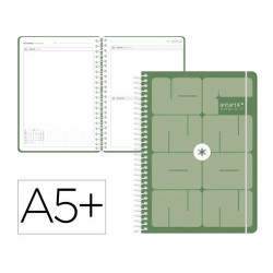 AGENDA ESCOLAR ANTARTIK 26-27 ESPIRAL ESSENTIALS DIA PAGINA A5+ BILINGUE 80G PAPEL FSC VERDE