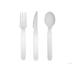 CUBIERTO POLIPROPILENO ARCHIVO 2000 LIBRE BPA PACK 1 CUCHARA + 1 TENEDOR + 1 CUCHILLO 18,5 CM COLOR 