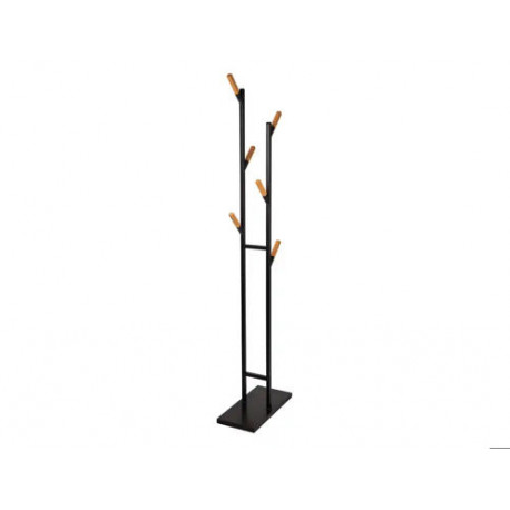 PERCHERO METALICO MAUL RIMA PIE 6 COLGADORES DE MADERA COLOR NEGRO 1840X480X230 MM