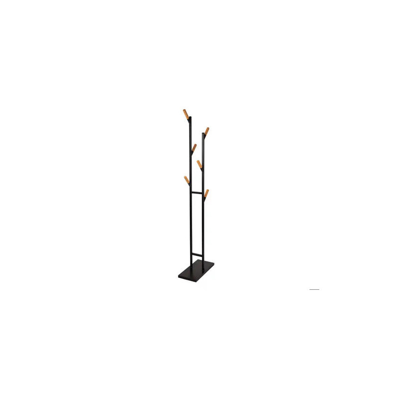 PERCHERO METALICO MAUL RIMA PIE 6 COLGADORES DE MADERA COLOR NEGRO 1840X480X230 MM